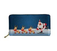 Woisttop Portafoglio lungo in pelle da donna, idea regalo, porta carte telefoniche, pochette, Babbo Natale dei cartoni, Taglia unica