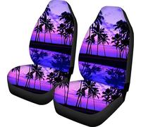 Woisttop, set completo di 2 coprisedili per auto, con palma viola, adatto alla maggior parte dei camion, berlina, furgoni, SUV