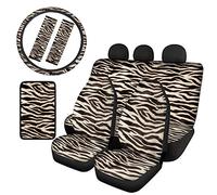 Woisttop - Set completo di 8 coprisedili per auto, con motivo zebrato, per la maggior parte dei SUV, berlina e camion