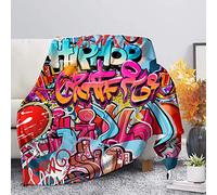 Woisttop Street Graffiti soffice coperta in pile flanella aria condizionata coperta coperta decorativa per la casa ultra peluche per divano, camera da letto, soggiorno, divano, per bambini