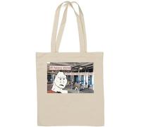 Wojak Gym Meme Lift Heavy Stone Make Sad Head Voice Quiet Borsa in cotone naturale bianco