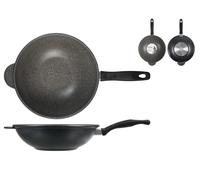 Wok H&H antiaderente pietra manico bakelite Cm 28