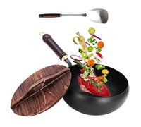 Wok in ferro forgiato a mano, padella giapponese antiaderente antiaderente per fornelli a gas e piano cottura a induzione, padella per friggere a fondo piatto per cucinare in cucina