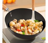 Wok in ghisa 26 cm - Pentola da cucina in ferro battuto per uso singo