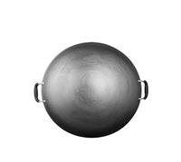 Wok in ghisa da 40 cm, tradizionale padella concava e bassa con fondo tondo per uso domestico, perfetta per soffriggere e rosolare, resistente e che trattiene il calore.
