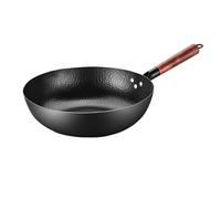 Wok In Ghisa Fatto A Mano Da 32 Cm, Padella Antiaderente, Padelle Wok, Pentola For Uso Domestico, Coperchio In Legno, Fornello A Gas, Fornello A Induzione Universale(White)