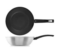 Wok Legend in Alluminio Coniato con Rivestimento Antiaderente Pfluon, 28 cm, Colore Argento - Fondo adatto a tutti i Piani Cottura