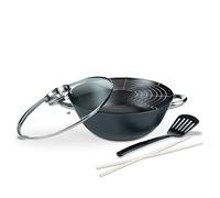 Pentola Wok in ghisa Gws 32 cm set multifunzione coperchio antiaderente - Rotex
