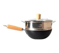 Wok piccolo a gas in ferro battuto da 20 cm, per calore uniforme, distribuzione di persone elettriche, compatibile con induzione, cassaforte non rivestita, stile giapponese, naturale, non (C-20 cm)