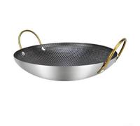 Wok professionale in acciaio inox con base arrotondata e manici a doppio anello, compatibile con anelli wok e attrezzature da cucina commerciali (20,3 cm)
