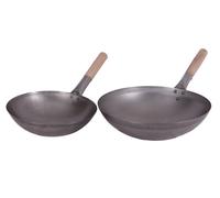 Wok Set Padella 35 + 40cm Ø Arrotondato Pavimento A Induktionsmulde Carbon Stahl