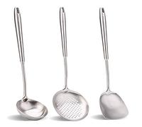 Wok spatola e mestolo, set di utensili da cucina in acciaio inox 304 (38,1 cm, 38,1 cm, 35,6 cm)