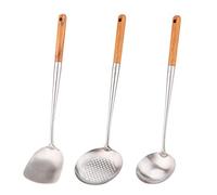 Wok spatola e mestolo, set di utensili per mestolo, spatola da 43,2 cm per wok in acciaio inox 304.