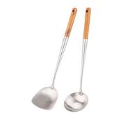 Wok spatola e mestolo Set di utensili per wok, 43,2 cm spatola per wok in acciaio inox 304.