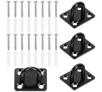 Wokape 4 ganci da soffitto M5 (1,4 x 1,2 pollici), in acciaio inox 304, con occhiello per piastra e anello per attività all'aperto e al chiuso (quadrato, nero)