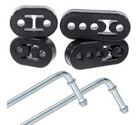 Wokape 6 pezzi di gomma di scarico auto gancio isolante staffa boccola montaggio con acciaio inox universale aste di scarico saldate su 90° (2 fori 4 fori, diametro foro 1,2 cm)