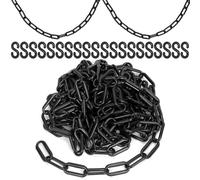 Wokape catena di sicurezza in plastica, 5 m x 6 mm, con 20 ganci per il controllo della folla, controllo del traffico, gestione del parcheggio (Nero)