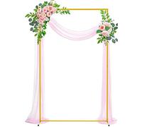 Wokceer Arco di nozze Supporto quadrato per cerimonia nuziale 1,2x2 m, cornice per arco a palloncino in metallo dorato per matrimonio, festa di compleanno, giardino, anniversario, evento