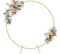 Wokceer Sfondo rotondo da 1,8 m, cornice ad arco con palloncini, sfondo dorato per matrimoni, compleanni, decorazioni per feste