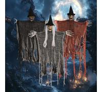 wokdsbl Decorazioni di Halloween da Esterno con Fantasmi Appesi - Set da 3 Spettri con Braccia Mobili, Decorazione Spettrale con Scheletro per Giardino, Casa, Interni ed Esterni
