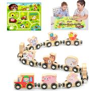 wokdsbl Montessori, giocattolo magnetico in legno a partire da 1 anno, treno magnetico con numeri e figure di animali, giocattolo per le abilità motorie per bambini, gioco educativo con carta di
