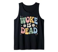 Woke is Dead Sarcastico Retro Groovy Messaggio per Attivisti Canotta