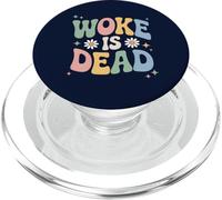Woke is Dead Sarcastico Retro Groovy Messaggio Per Attivisti PopSockets PopGrip per MagSafe