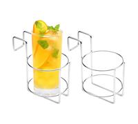 WOKICOR 2 Porta Bicchieri per Sedia da Spiaggia in Acciaio Inox, Supporto Bevande Ø9,5 cm con Gancio, Porta Bottiglie per Birra Vino, Accessorio Sedia Spiaggia Senza Fori, Colore Argento