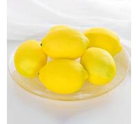 WOKICOR Set di 6 decorazioni a limoni artificiali, con frutta finte gialla realistica per decorazione da tavolo, decorazione limone, perfetta per cucina, feste estive e centerpieces, decorazioni al