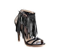 WOkismD 9.5CM Scarpe da Festa da Donna con Fibbia alla Caviglia Open Toe Stiletto,Nero,46 EU