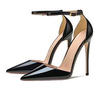 WOkismD Décolleté con Tacco a Spillo Alto da Donna Décolleté con Cinturino alla Caviglia a Punta Chiusa Décolleté con Fibbia Abito da Sposa per Feste 4,72 Pollici / 12 cm,Nero,39