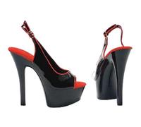 WOkismD Donna Peep Toe Piattaforma Tacchi A Spillo Slingback Tacco Alto Pompe Partito Scarpe da Sera 5.9 in,Nero,36 EU