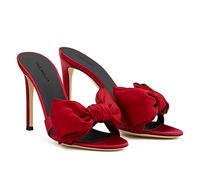 WOkismD Donne Sexy Tacchi a Spillo Ciabatte Senza Schienale Sandali Open Toe Bow Farfalla Décolleté Slip On comode Scarpe da Festa estive Eleganti Taglie Forti 34-46,Rosso,45