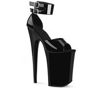 WOkismD Piattaforma da 23 cm Tacchi altissimi con Doppie Fibbie Piattaforma Cinturino Open Toe Sandali a Spillo Sexy Stripper Club Pole Dance Scarpe da Ballo Taglia Grande 34-46,Nero,35