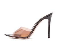 WOkismD Sandali da Donna in PVC Trasparente Sandali a Punta Aperta con Tacco a Spillo Senza Schienale Slip On Mules Scarpe Eleganti con Pantofola Estiva,Clear,44