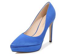 WOkismD Scarpe da donna a punta con plateau tacchi a spillo sexy tacco alto scarpe da ufficio in raso da sposa con pompa comfort, blu, 38