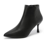 WOkismD Stivaletti da Donna in Pelle Nera Gattino Tacco Basso Elegante Stivaletti con Tacco a Spillo Stivaletti Sexy con Cerniera Laterale Stivaletti Autunnali Scarpe comode,Nero,39