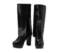 WOkismD Stivali Alti alla Coscia con Plateau da Donna Stivali Alti alla Coscia con Tacco Grosso Stivali Lunghi con Punta Tonda Cerniera Laterale con Tacco Stivali Elasticizzati in Pelle PU,Nero,36