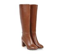 WOkismD Stivali Alti Fino al Ginocchio con Polpaccio Largo da Donna, Tacco Spesso a Blocco, Punta Rotonda, Cerniera Laterale, Stivali Lunghi in Pelle PU, Stivali Eleganti per Autunno,Marrone,44