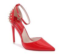 WOkismD Tacchi alti da donna Punta chiusa borchie rivetto pompe in vernice Stiletto punta a punta aperta sandali con tacco taglio laterale scarpe vestito per matrimonio, rosso, 36