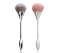 WOKOTO 2Pcs Argento E Iridescente Nail Art Dusting Brush Per Nail Art Dust Collector Pennello Clessidra a forma di Clessidra Pennello per fard Boose Pennello per Polvere Spazzole per Trucco Acrilico