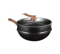 Woks Antiaderente con coperchio - Woks antiaderente 32 cm con vapore, accessorio da cucina per cottura alla padella Campeggio vapore pasticceria frittelle
