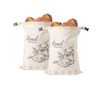 Wokuaile Confezione da 2 sacchetti riutilizzabili per pane di cera d'api grandi 43 x 32 cm per la conservazione di lievito e pane fatto in casa