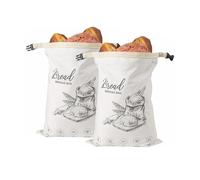 Wokuaile Confezione da 2 sacchetti riutilizzabili per pane di cera d'api grandi 43 x 32 cm per la conservazione di lievito e pane fatto in casa