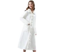Wokuaile Donna Accappatoio in Pile Vestaglia Lungo Caldo Morbida Soffice Elegante per Inverno Bianco