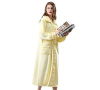 Wokuaile Donna Accappatoio in Pile Vestaglia Lungo Caldo Morbida Soffice Elegante per Inverno Giallo
