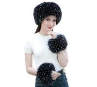 Wokuaile Fasce per Capelli In Pelliccia Sintetica da Donna, Paraorecchie Elastici Invernali Scaldabraccia Nero Grigio