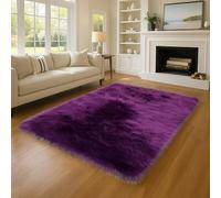 Wokuaile Faux Tappeto di Pelle di Pecora Tappeto Shaggy a Pelo Lungo Soffice Morbido Moderne Tappeti per Camera da Letto Viola, 45 x 45 cm