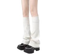 Wokuaile Scaldamuscoli da Donna Kawaii Scalda Gambe in Maglia Gotico Lolita per Festa Halloween Cosplay Bianco