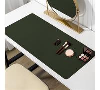 Wokuaile Tappetino Scrivania in Pelle PU, Ufficio Tappetino da Tavolo Pad per Scrivania Laptop, Antiscivolo, Doppia Facciata per Ufficio, Dipingere, Verde scuro e arancione, 100x50cm